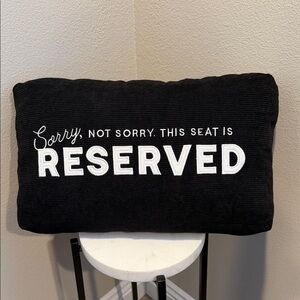 Black 'Reserved' Decorative Pillow